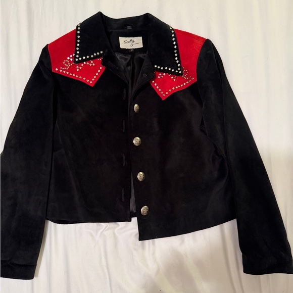 Scully Jackets & Blazers - Scully Black Suede Jacket with Red Studded Yoke
